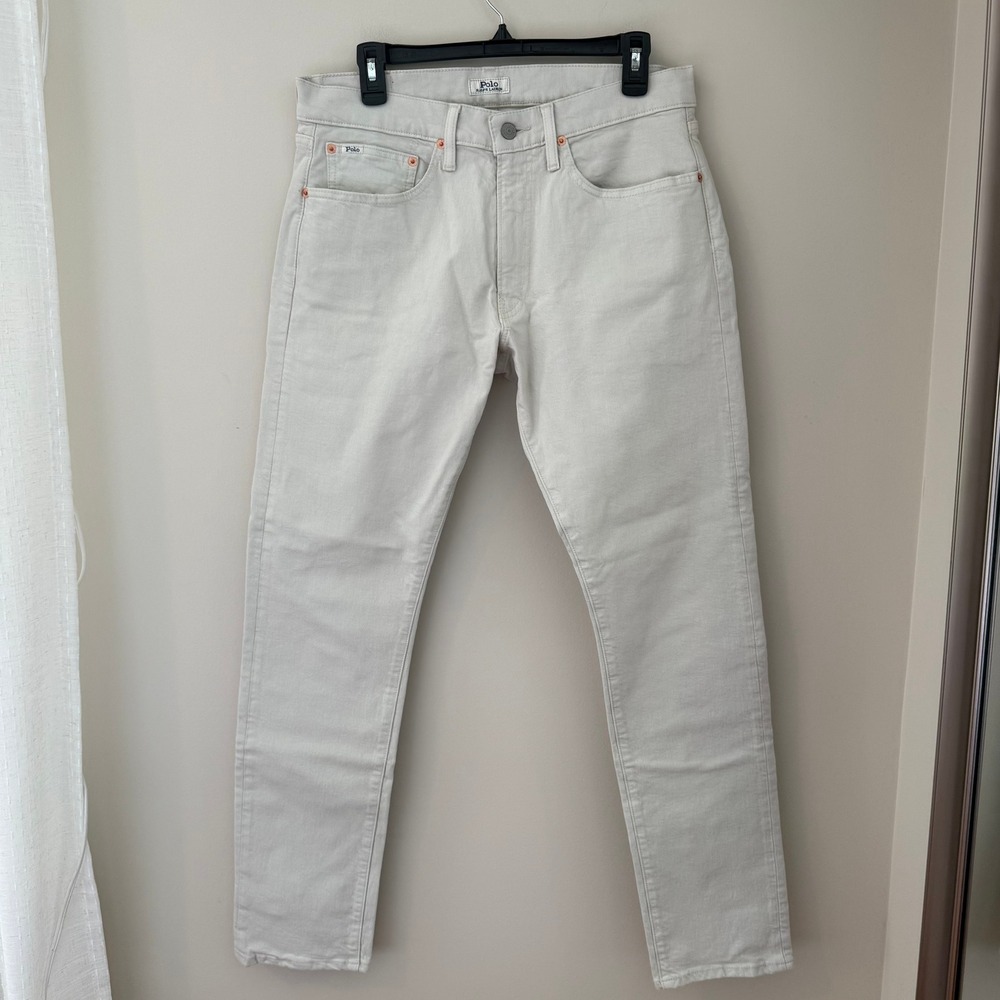 Polo Ralph Lauren Sullivan Slim Jeans 32x32 Off White Cream Stretch Denim Mens